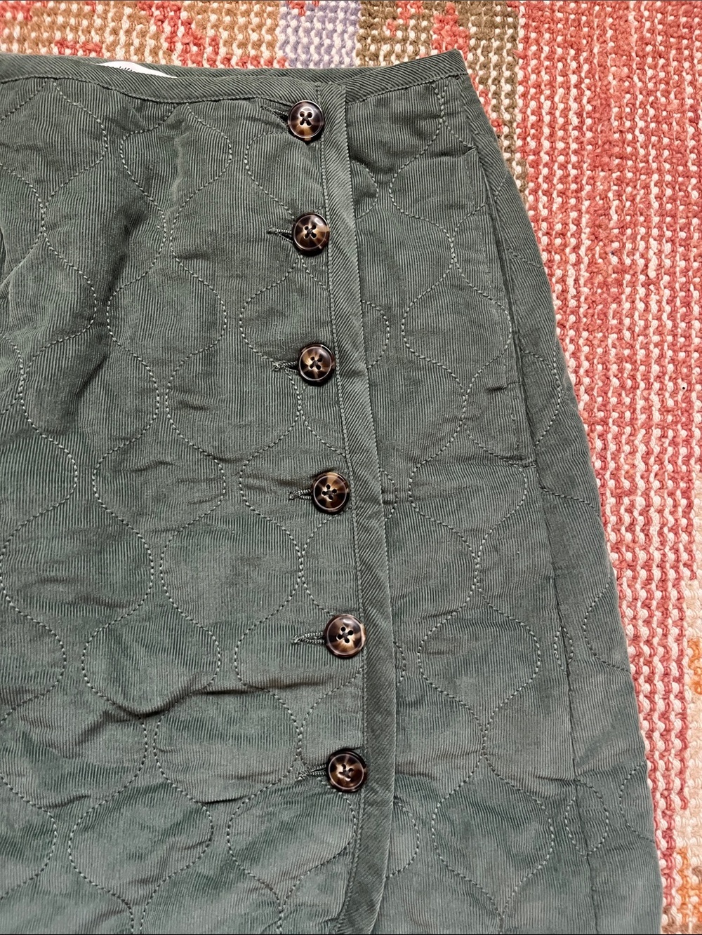 NWOT Madewell Quilted Corduroy Mini Wrap Skirt Button Front Size 4 - Picture 5 of 9